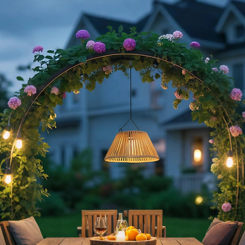 Lanterna da Giardino Solare Appesa con Ombra Intrecciata Naturale
