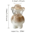 Set di bicchieri in vetro Bär (2 pezzi) – Design carino in vetro borosilicato | Con cannuccia in vetro per caffè e cocktail