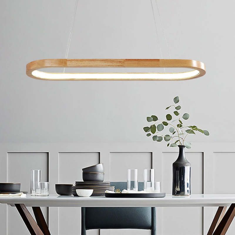 Lampada a sospensione ovale in legno contemporanea Veon