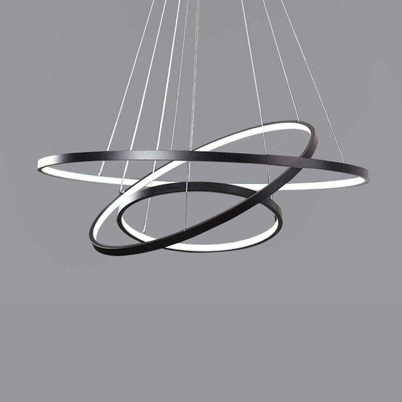 Lampada a Sospensione LED Illuminato Arisha Design Bianco/Nero/Oro Anello Interno Soggiorno/Camera da Letto