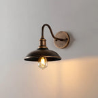 Lampada da parete in metallo a forma di ciotola Ray, ottone antico