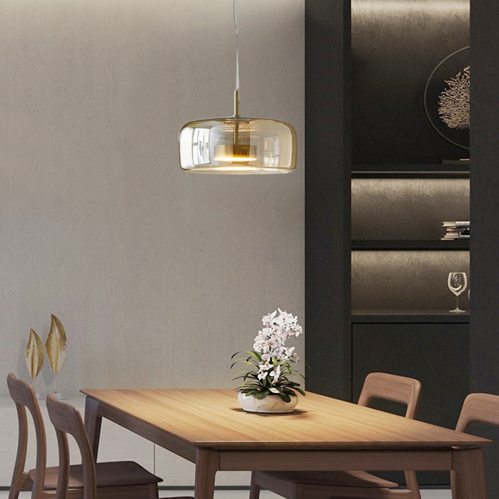 Lampadario in Vetro Moderno di Giugno Trasparente/Amber/Grigio Fumo