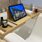 BambooLux - Vassoio per vasca da bagno estensibile per un relax simile a una spa