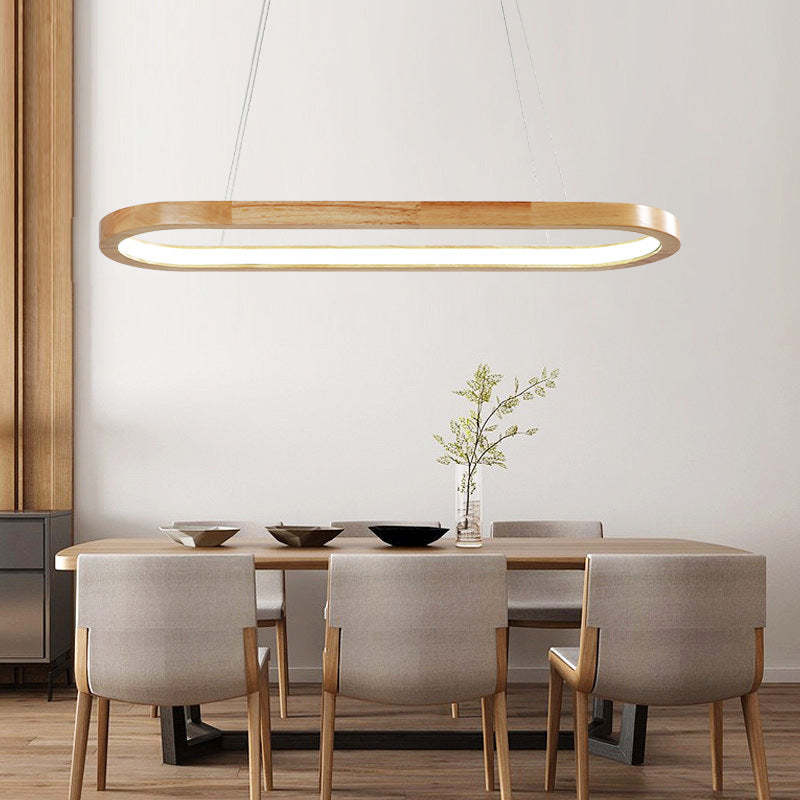 Lampada a sospensione ovale in legno contemporanea Veon