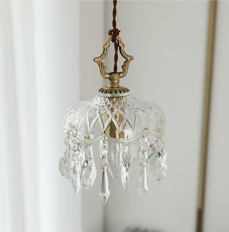 Lampada a sospensione in vetro retro francese