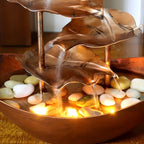AquaAura - Fontana da Tavolo con Luce LED Realizzata con Foglie Rilassanti