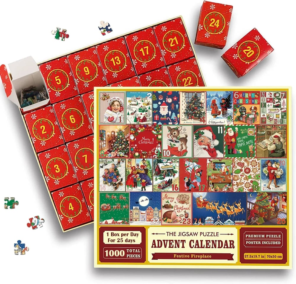 PuzzleJoy Calendario dell'Avvento Puzzle | Unico puzzle da 1000 pezzi per divertimento quotidiano!
