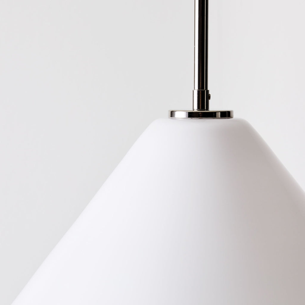 Lampada a sospensione a cono in vetro trasparente per cucina