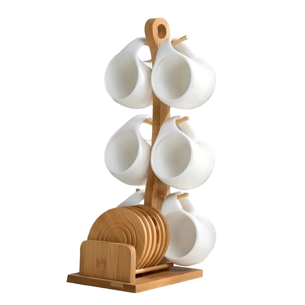 Set di tazze da caffè in ceramica con piattino e supporto – Elegante e Decorativo | Perfetto per caffè e casa