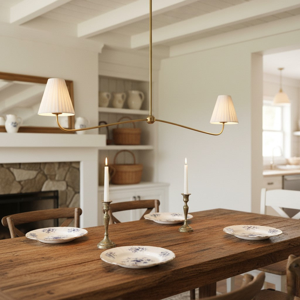 Lampadario a Ombra Pieghettata Fibura per Sala da Pranzo Tradizionale