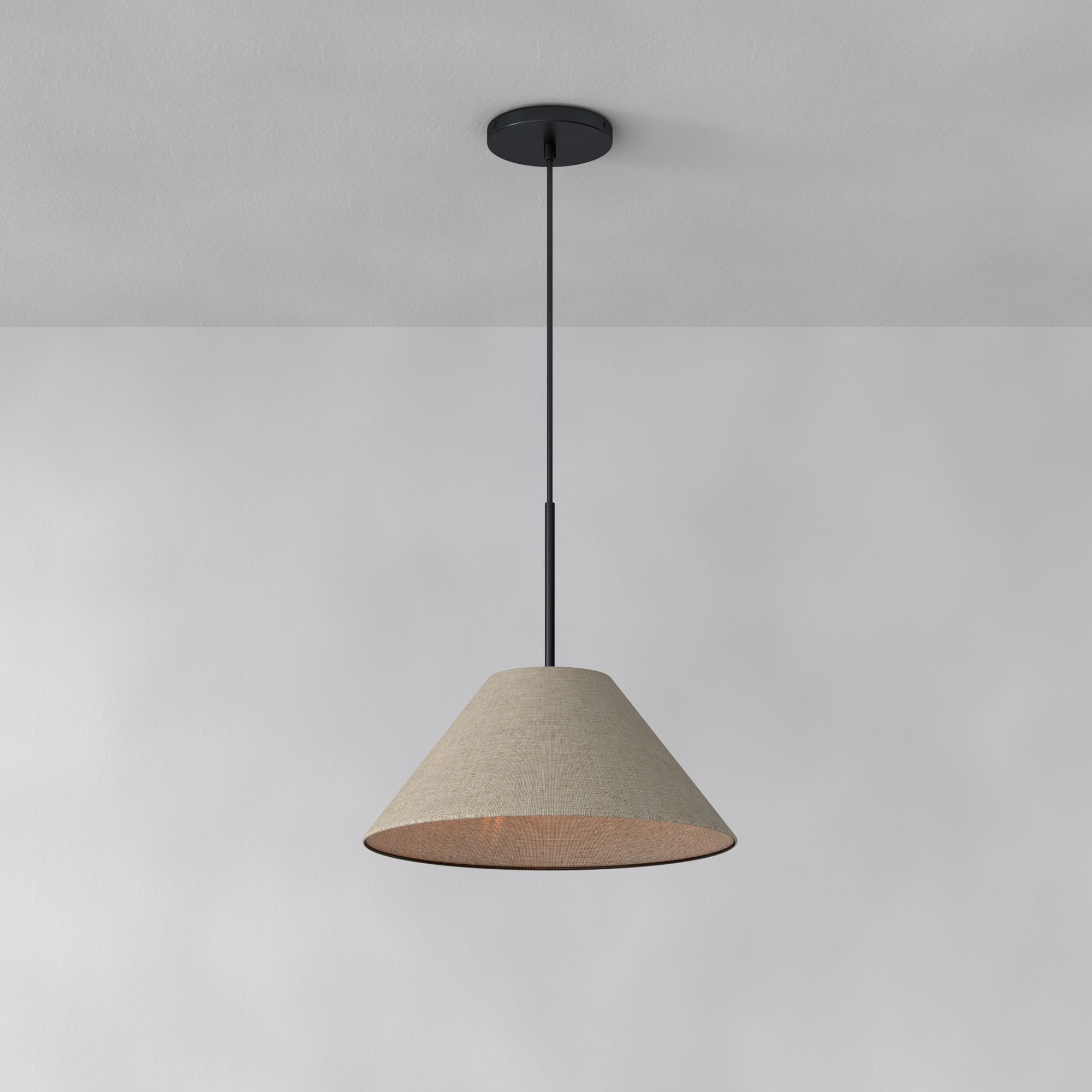 Lampada a sospensione a cono in vetro trasparente per cucina