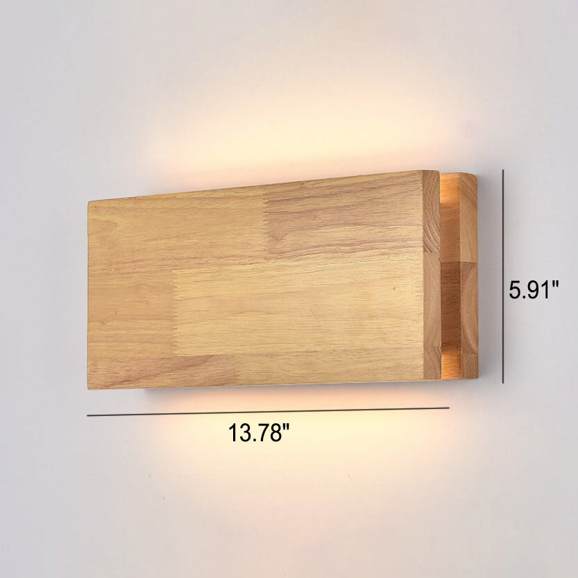 Lampada da Parete LED Rettangolare in Legno Wabi-sabi Giapponese