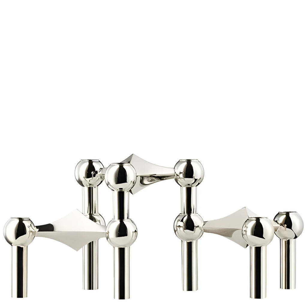 Portacandele astratto in design molecolare – Decorazione moderna in metallo per spazi abitativi eleganti