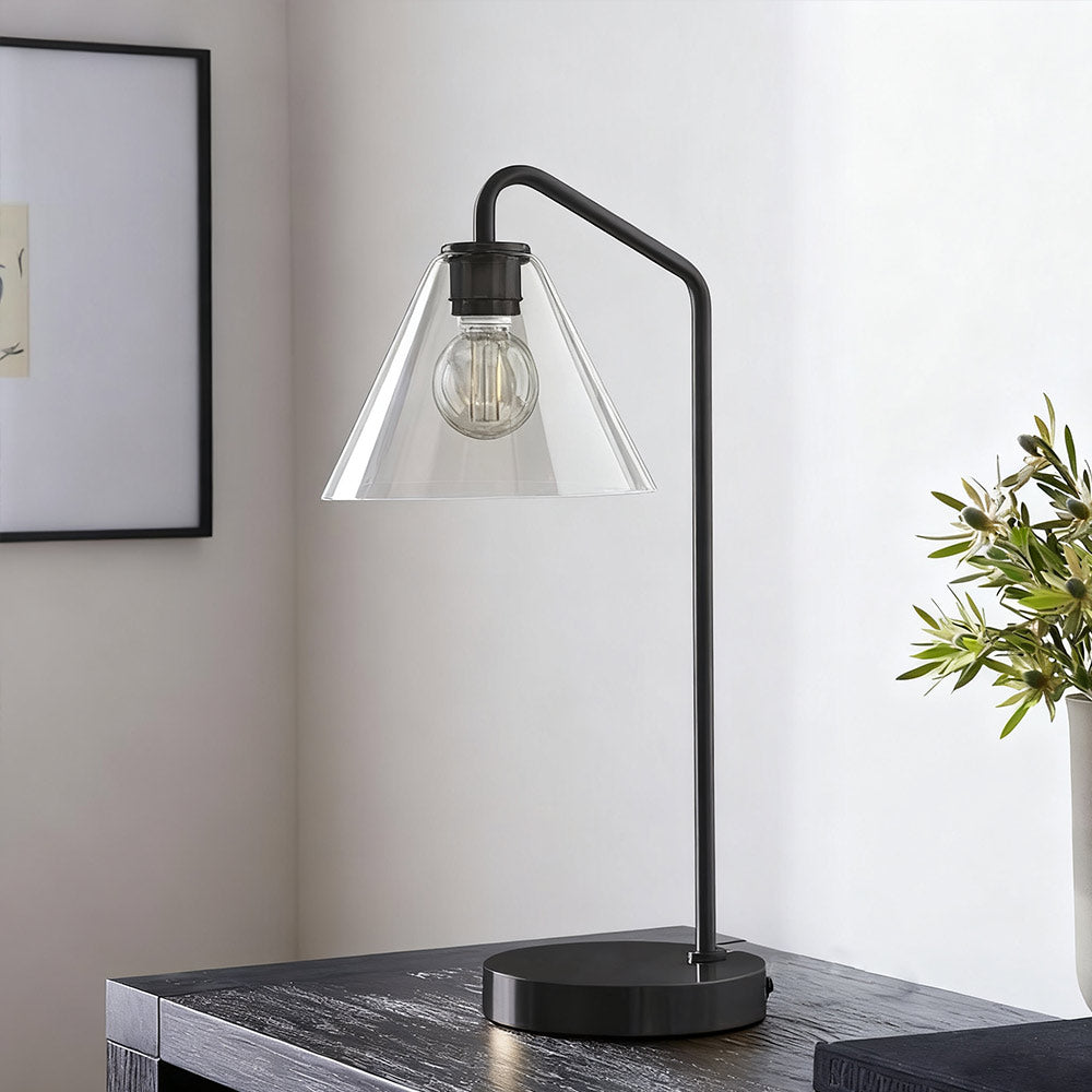 Lampada da Tavolo Cone Moderna in Vetro Latte