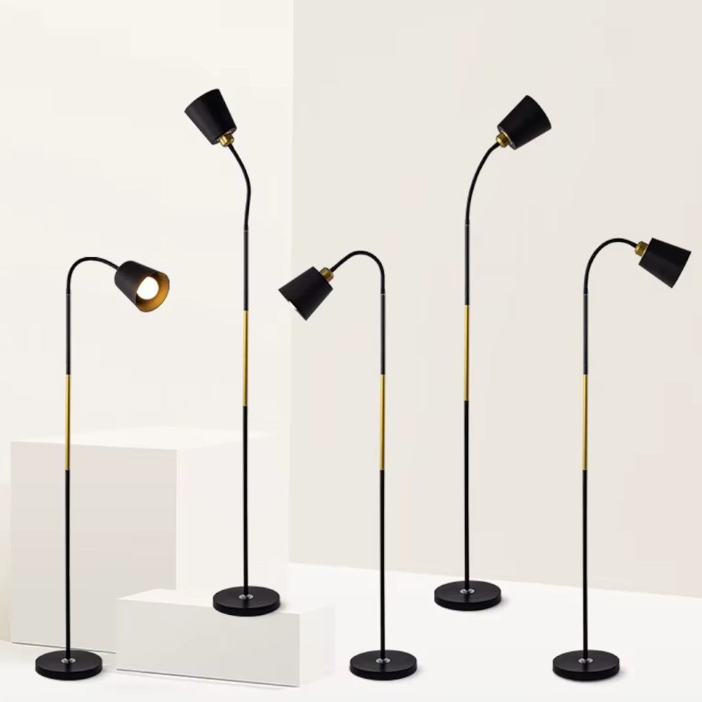 Lampada da Terra Regolabile con Testa Lampada Orientabile – Lampada da Lettura Funzionale