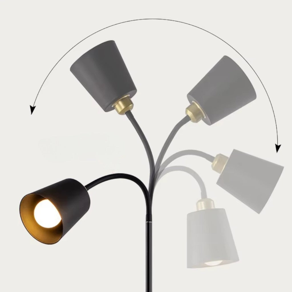Lampada da Terra Regolabile con Testa Lampada Orientabile – Lampada da Lettura Funzionale