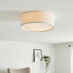 Lampada da soffitto a tamburo in lino per camera moderna