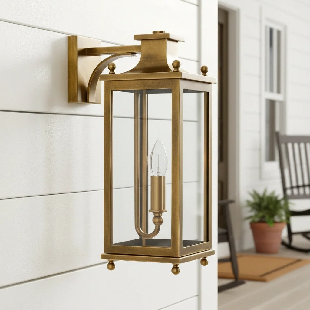 Lampada da Parete da Esterno in Ottone e Vetro