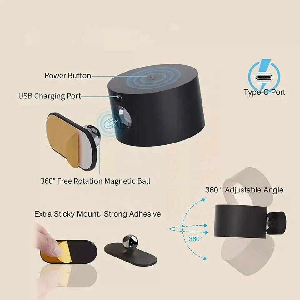 ZENLAMP – Lampada LED Wireless Rotante a 360° per Illuminazione Flessibile
