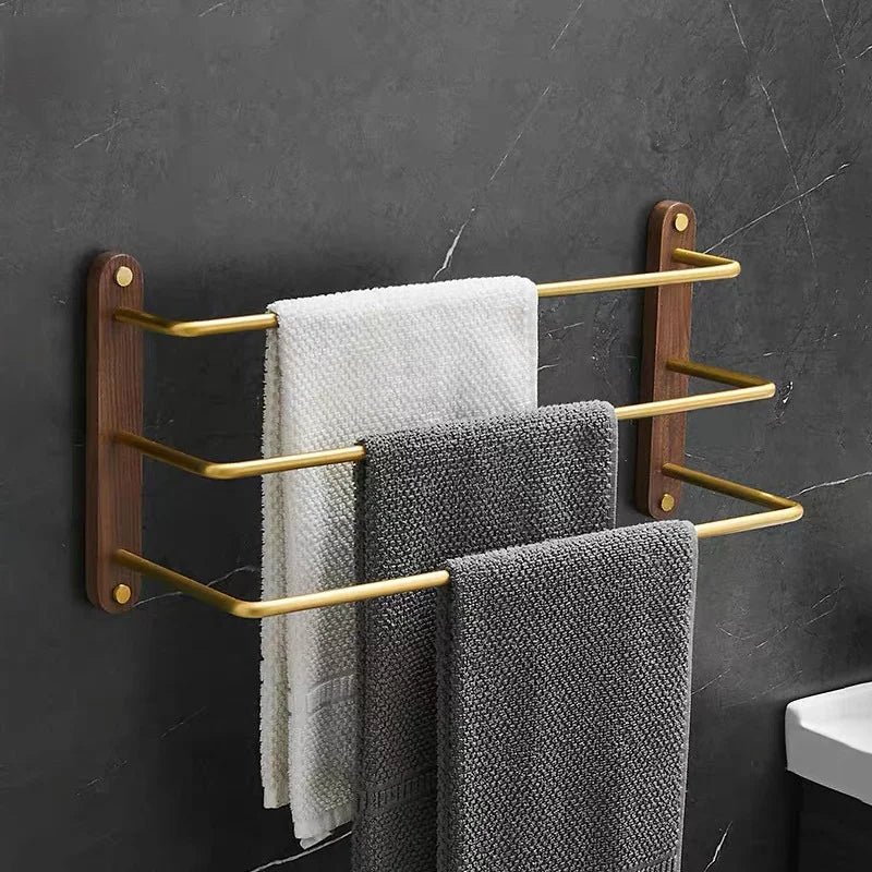 Asta per Asciugamani Multi-Funzionale in Alluminio e Legno