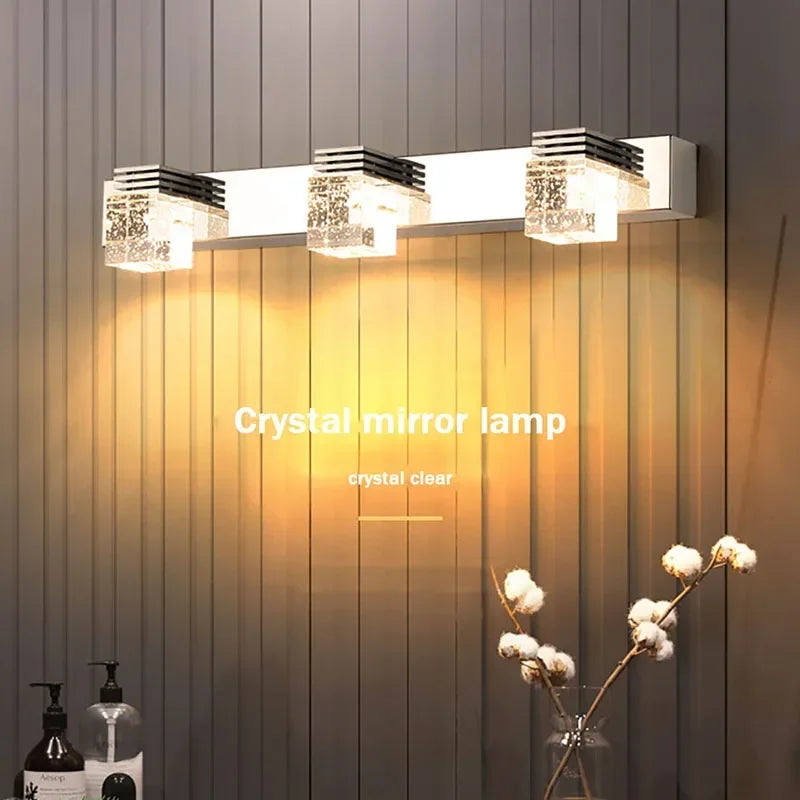 Applique in Cristallo di Alluminio Lampada da Parete LED Moderna Specchio Decorazione per la Casa