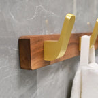 Gancio per Asciugamani da Parete in Legno e Alluminio - Accessori per Bagno, Mensola per Vestiti
