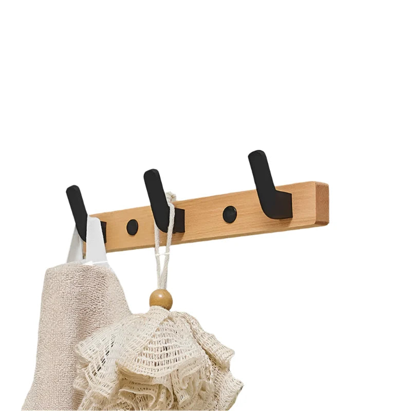 Gancio per Asciugamani da Parete in Legno e Alluminio - Accessori per Bagno, Mensola per Vestiti