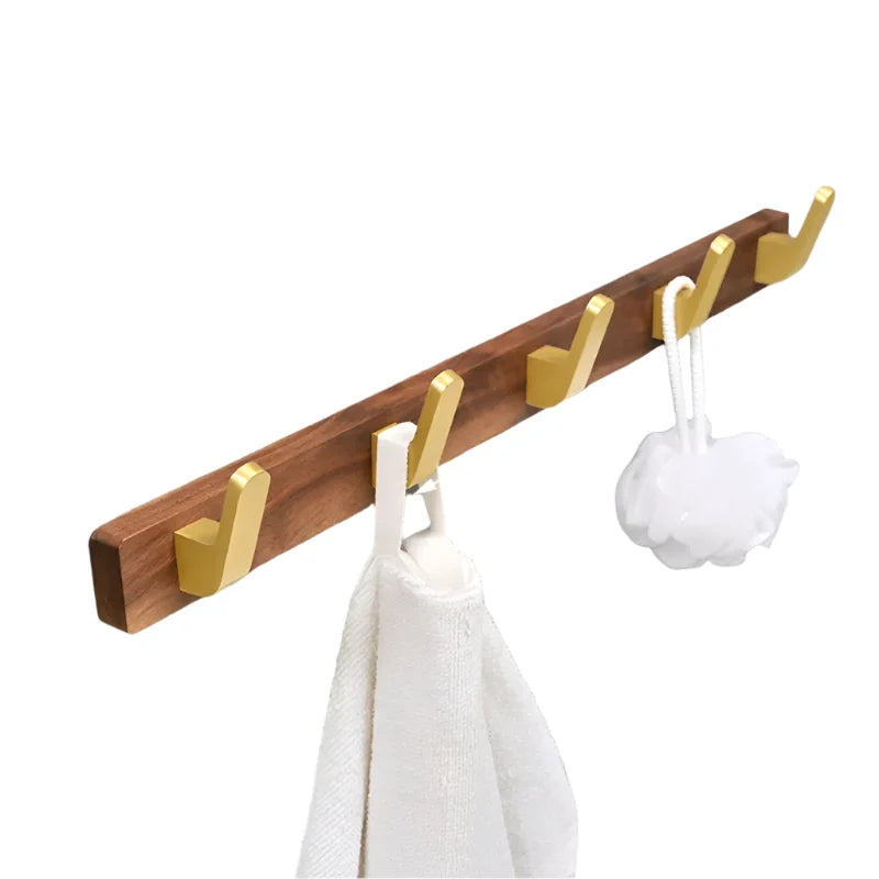 Gancio per Asciugamani da Parete in Legno e Alluminio - Accessori per Bagno, Mensola per Vestiti
