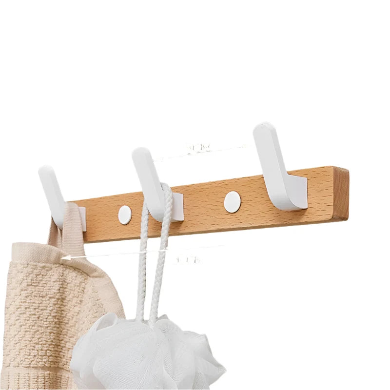 Gancio per Asciugamani da Parete in Legno e Alluminio - Accessori per Bagno, Mensola per Vestiti