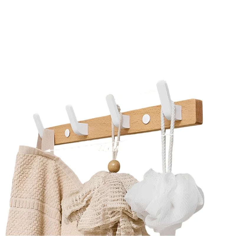 Gancio per Asciugamani da Parete in Legno e Alluminio - Accessori per Bagno, Mensola per Vestiti