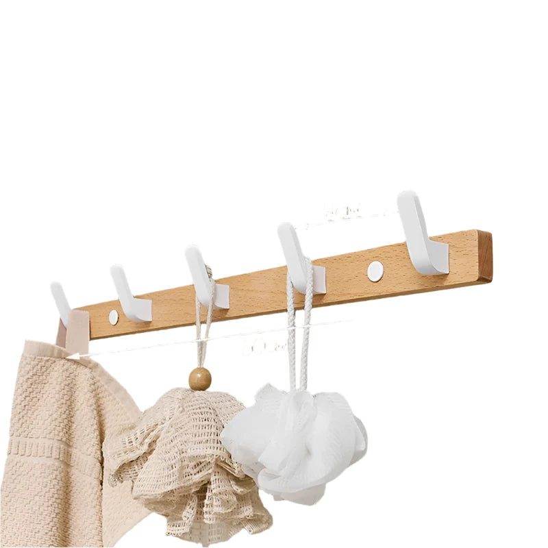 Gancio per Asciugamani da Parete in Legno e Alluminio - Accessori per Bagno, Mensola per Vestiti