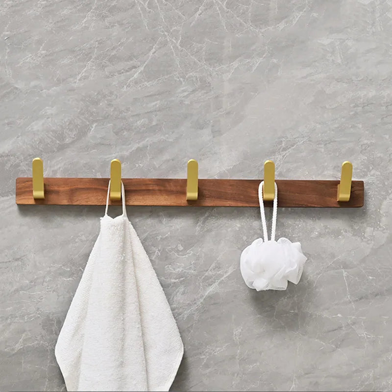 Gancio per Asciugamani da Parete in Legno e Alluminio - Accessori per Bagno, Mensola per Vestiti