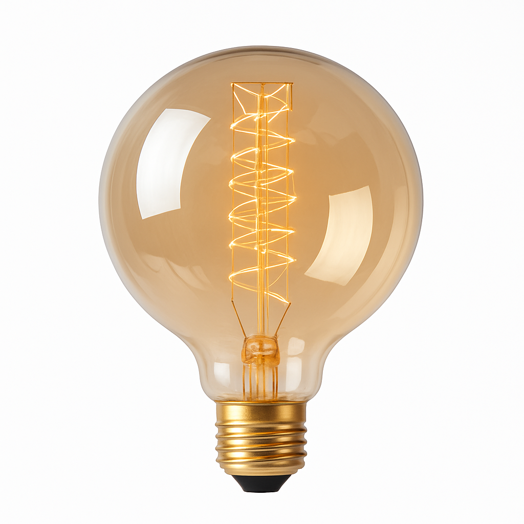 Lampadina a incandescenza a sfera con filamento a spirale vintage 40W Edison