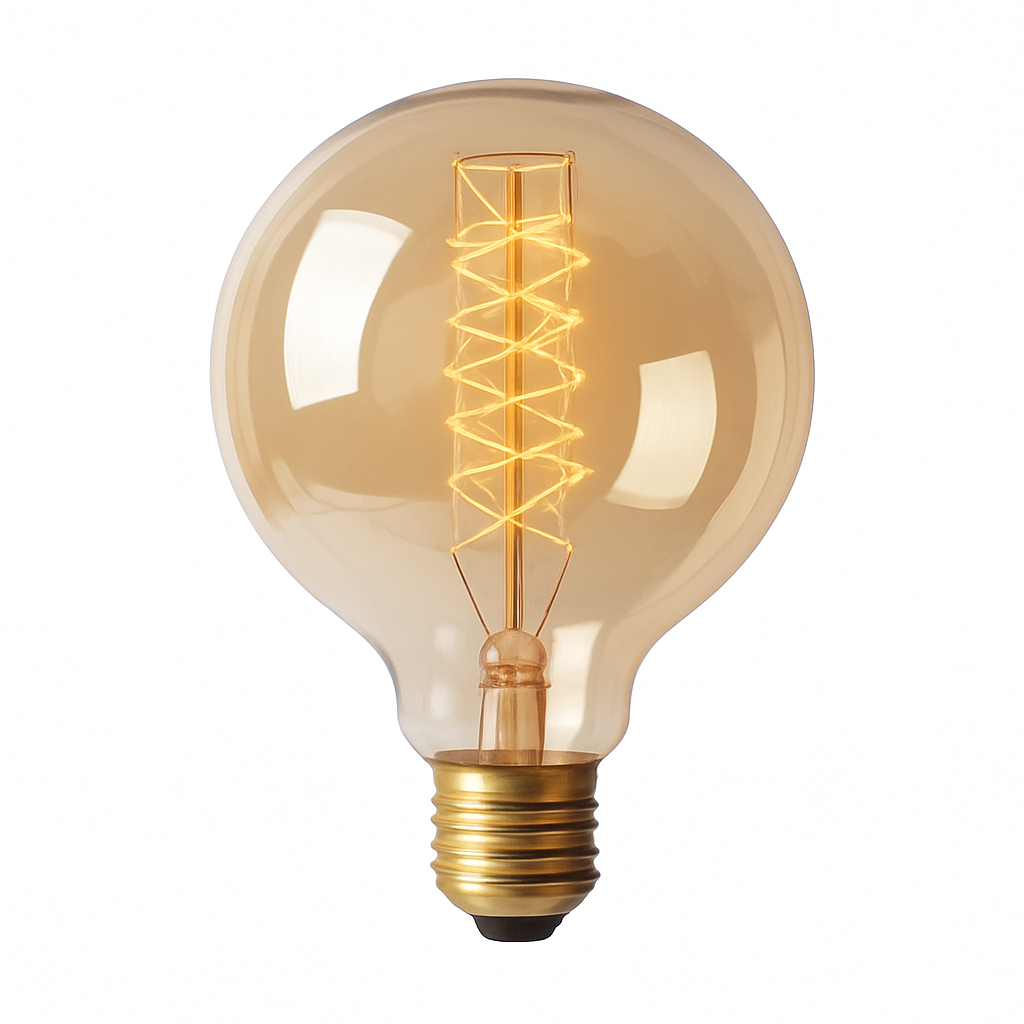 Lampadina a incandescenza a sfera con filamento a spirale vintage 40W Edison