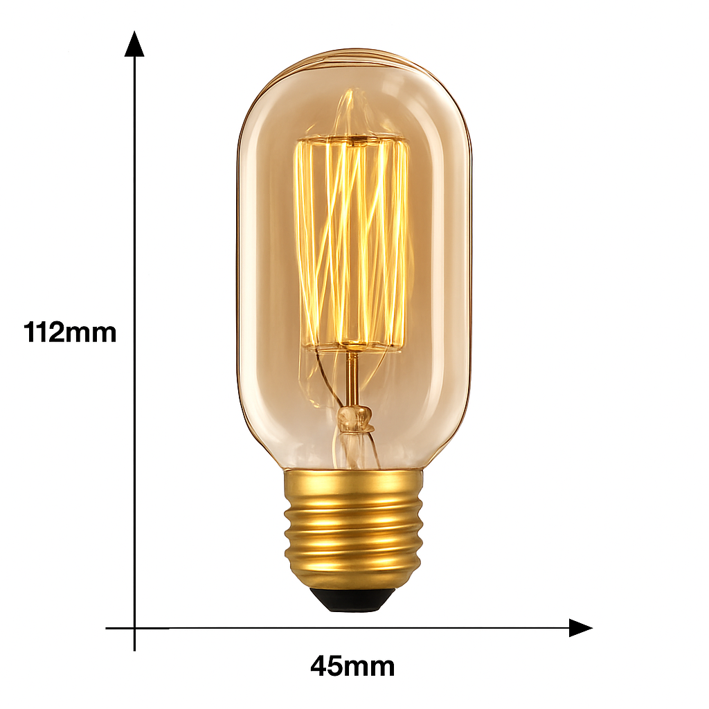 Lampadina grande tubo a incandescenza filamento vintage 40W Edison