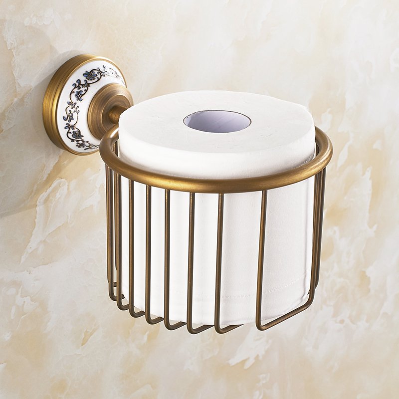 Set di Accessori da Bagno in Ottone Antico Spazzolato con Barra per Asciugamani e Porta Carta