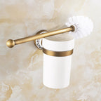 Set di Accessori da Bagno in Ottone Antico Spazzolato con Barra per Asciugamani e Porta Carta