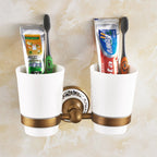 Set di Accessori da Bagno in Ottone Antico Spazzolato con Barra per Asciugamani e Porta Carta