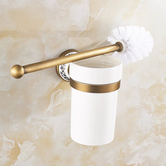 Set di Accessori da Bagno in Ottone Antico Spazzolato con Barra per Asciugamani e Porta Carta