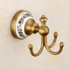 Set di Accessori da Bagno in Ottone Antico Spazzolato con Barra per Asciugamani e Porta Carta