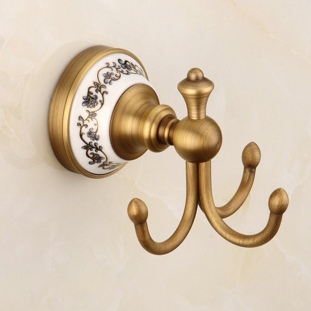 Set di Accessori da Bagno in Ottone Antico Spazzolato con Barra per Asciugamani e Porta Carta