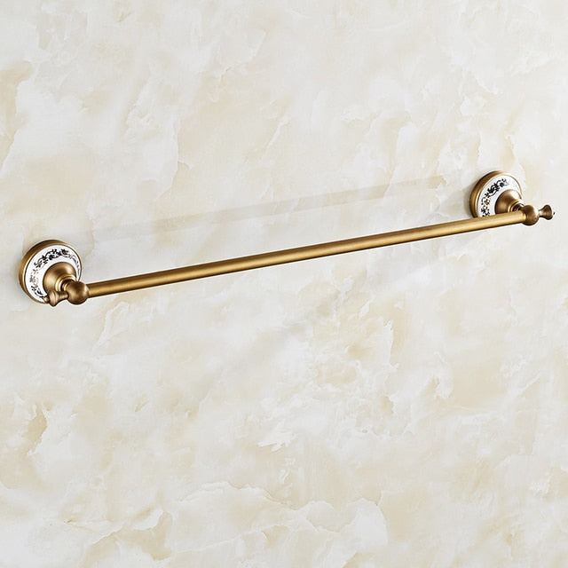 Set di Accessori da Bagno in Ottone Antico Spazzolato con Barra per Asciugamani e Porta Carta