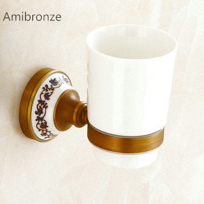 Set di Accessori da Bagno in Ottone Antico Spazzolato con Barra per Asciugamani e Porta Carta