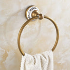 Set di Accessori da Bagno in Ottone Antico Spazzolato con Barra per Asciugamani e Porta Carta