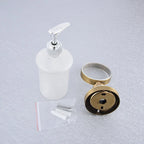 Dispenser per sapone da cucina a muro in ottone antico con base in ceramica
