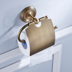 Portarotolo in Ottone Antico Finitura in Ottone Massiccio Accessorio per Bagno