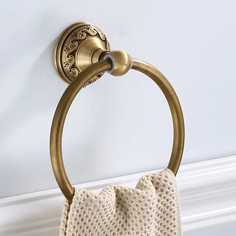 Anello Porta Asciugamano Antico da Parete in Alluminio Rotondo per Bagno