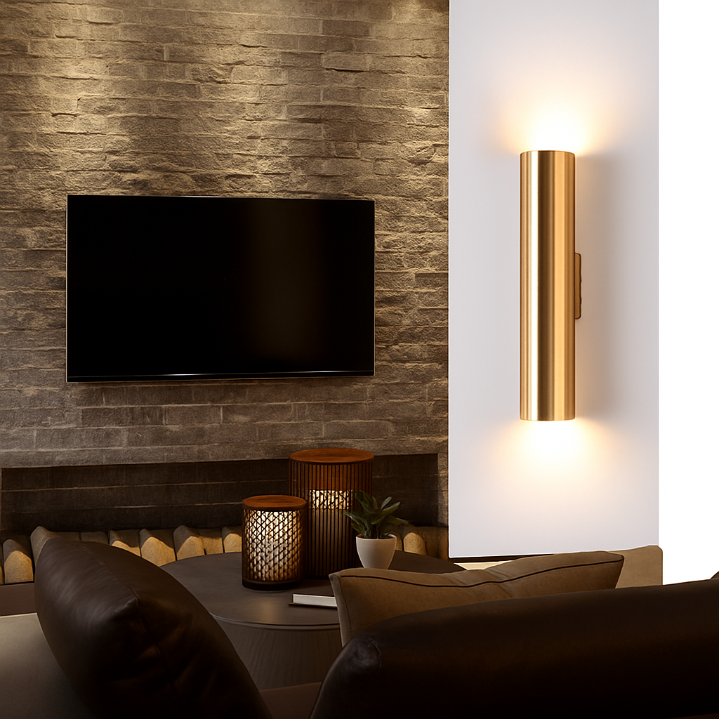 Applique design tubo cilindrico dorato a LED