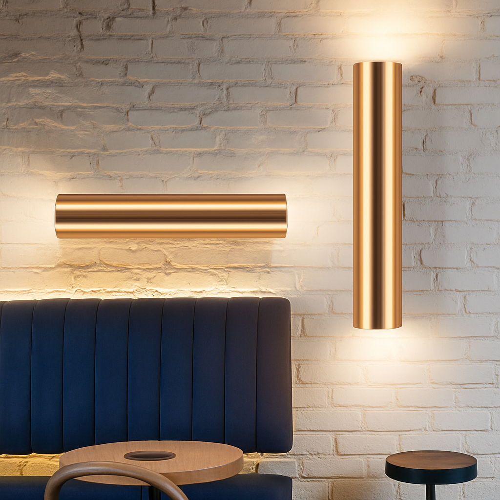 Applique design tubo cilindrico dorato a LED