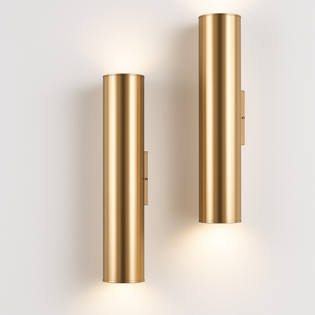Applique design tubo cilindrico dorato a LED